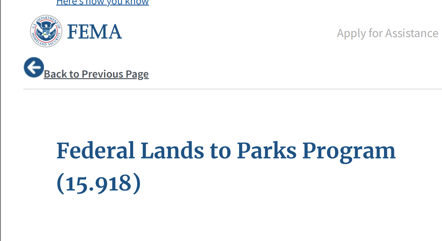Federal Lands to Parks Program (15.918)